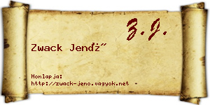 Zwack Jenő névjegykártya